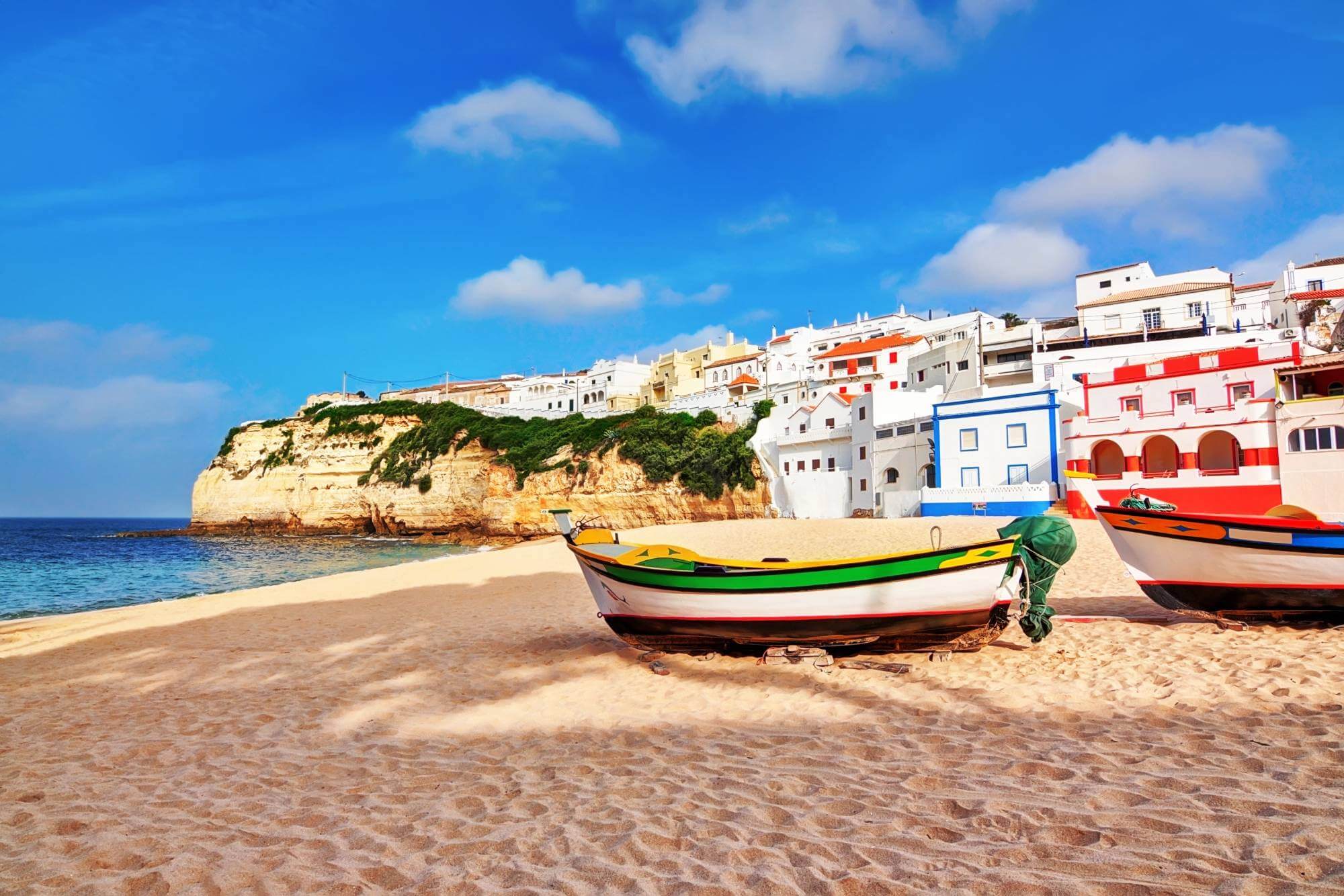 Praia do Carvoeiro beach beside the village centre in the Algarve